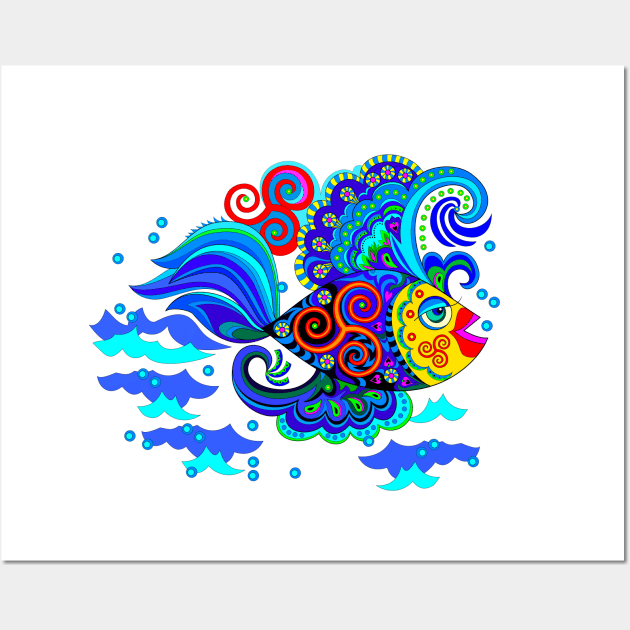 Fantastic fish with Celtic ornament Wall Art by Artist Natalja Cernecka